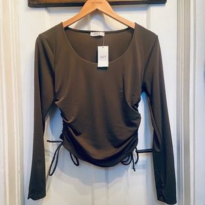 Long Sleeve Green Ruched Top